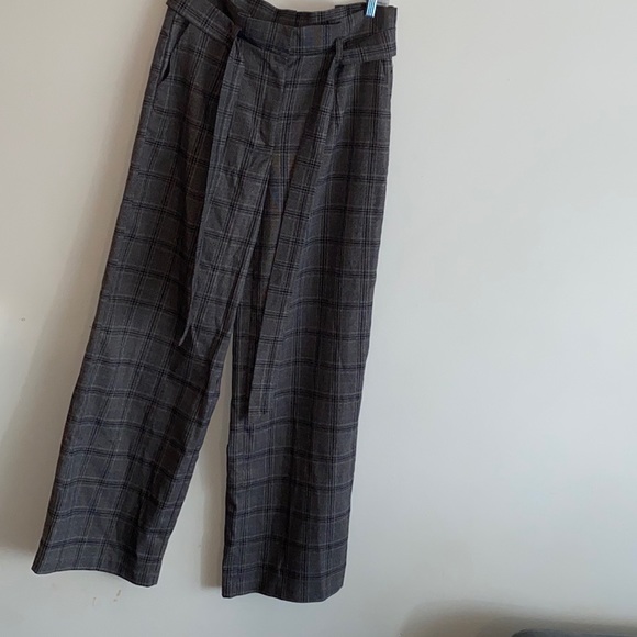 Forever 21 Women's High-Rise Plaid Belted Wide Leg Pants Large - Picture 2 of 6